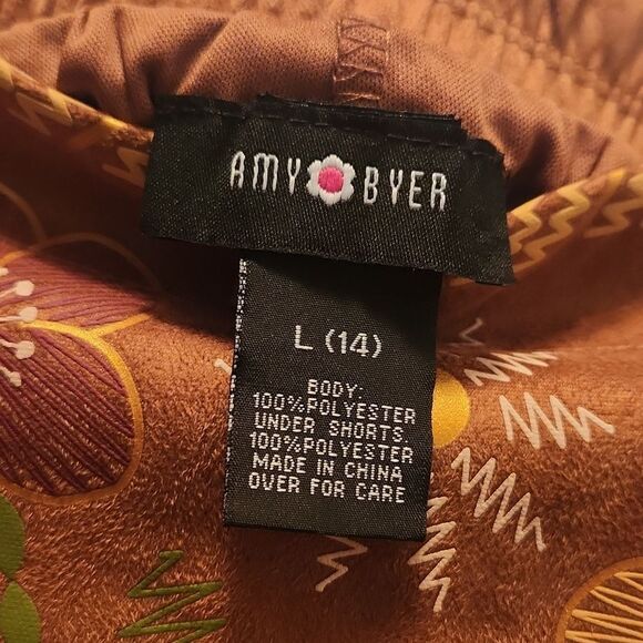 NWT Amy Byer Girls Large (14) Puff Print Suede Skirt Saddle Color Skort - Picture 3 of 4